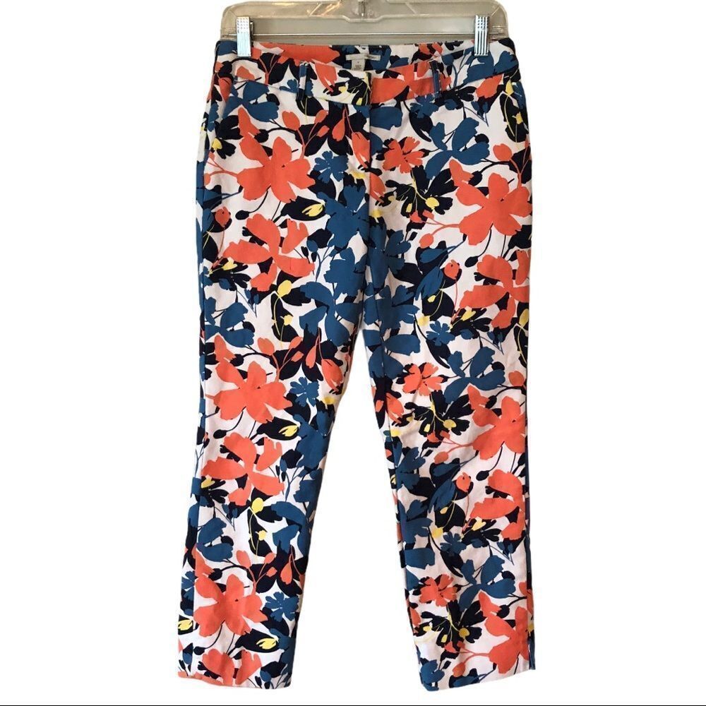 HALOGEN‎ Crop Stretch Cotton Pants in Floral NWOT